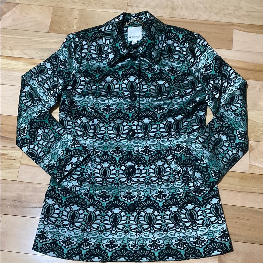 Spanned Green and Black Patterned Jacket